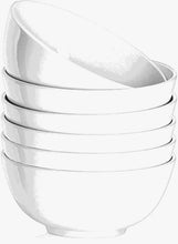 Stack of white ceramic dipping bowls with flared rims, set of 4 oz bowls