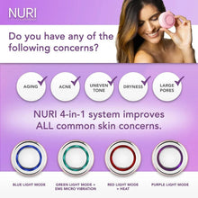 Pink handheld skincare mask infuser with illuminated LED ring