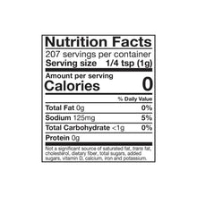 Seasoning label with Nutrition Facts, serving size 1/4 tsp (1 g)