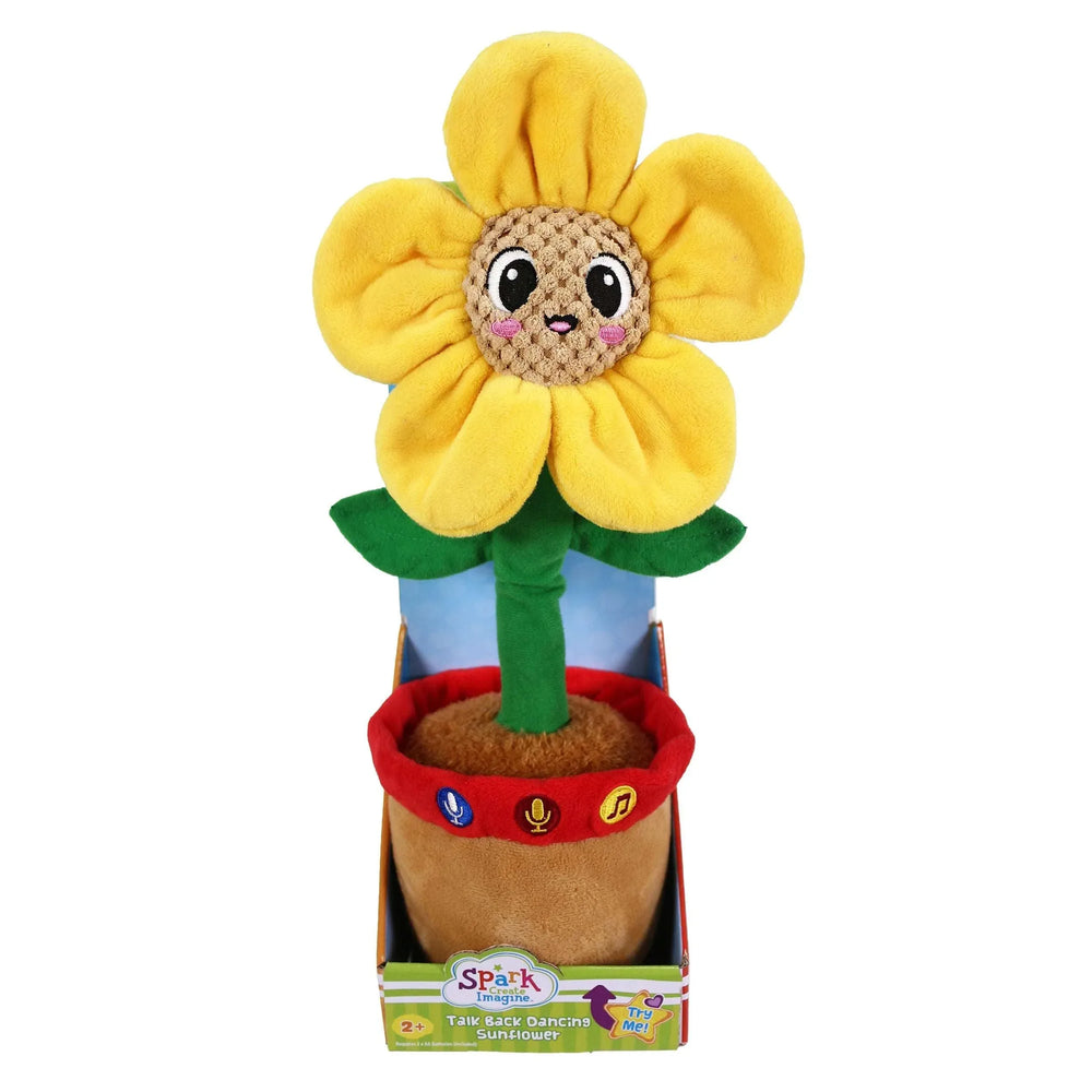 Spark Create Imagine Learning Bilingual Talking and Dancing Plush Sunflower, 14 inch, Light Features, Repeats What You Say - USA MEGA SHOP