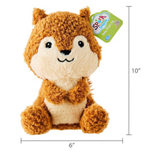 Squirrel plush toy with cream muzzle and brown fur; size 10 in x 6 in.
