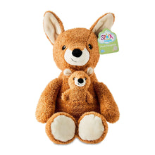 Brown kangaroo plush toy with smaller pouch kangaroo, 14-inch