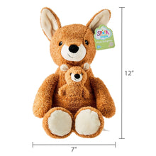 Brown kangaroo plush toy with smaller pouch kangaroo and size 12 in x 7 in