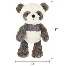 Panda plush with white face, dark gray body, and fuzzy limbs, 10 in