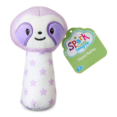 Spark Create Imagine Plush Sloth Hand-Grip Rattle Toy, Soft Baby Rattle, 6" Easy Grasp, Ages 0 Months+