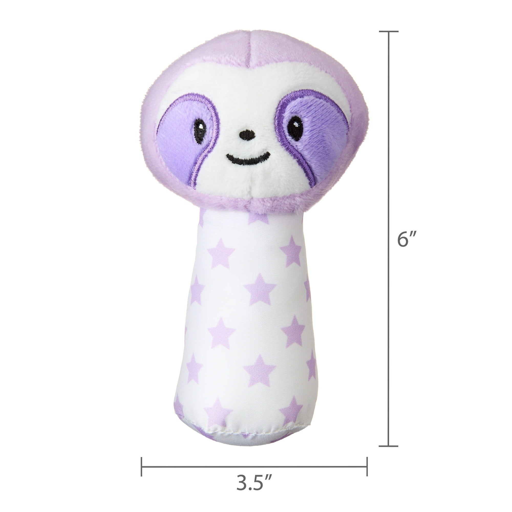 Spark Create Imagine Plush Sloth Hand-Grip Rattle Toy, Soft Baby Rattle, 6" Easy Grasp, Ages 0 Months+