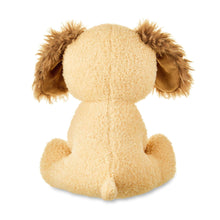 Beige puppy plush with brown floppy ears and tan paws, back facing view