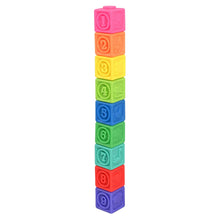 Stacked rainbow sensory stacking vinyl blocks with raised numbers 1 through 9