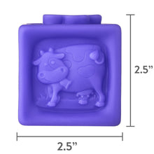 Purple sensory stacking vinyl block with embossed animal figure design