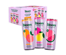 Bloom sparkling energy variety pack with carton and three slim 12 fl oz cans