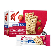 Strawberry pastry crisps box with 36 crisp value size and 100 calories