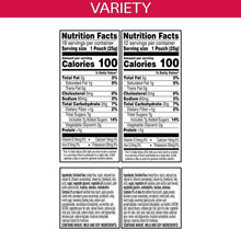 Nutrition facts panels for strawberry and blueberry pastry crisps, 1 pouch serving