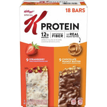 Protein bar variety pack box with strawberry and chocolate peanut butter flavors