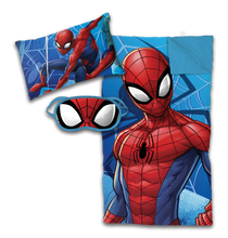 Spider-Man sleep set with pajama top, pants, and eye mask