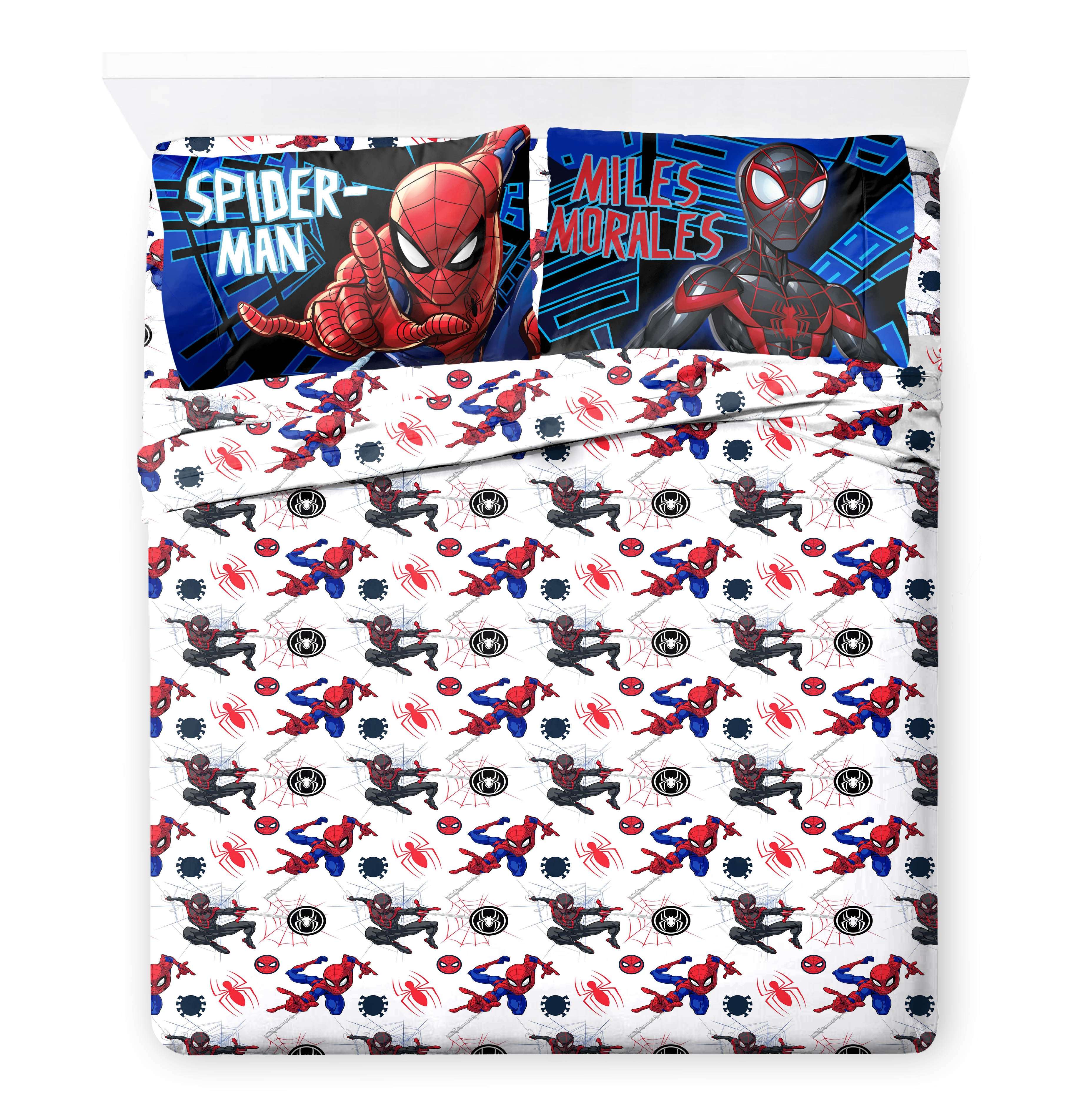 Spider-Man Kids 3-Piece Twin Sheet Set, Microfiber, White, Marvel