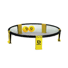 Spikeball net set with black mesh and yellow frame