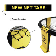 Spikeball net tab detail in yellow frame corner