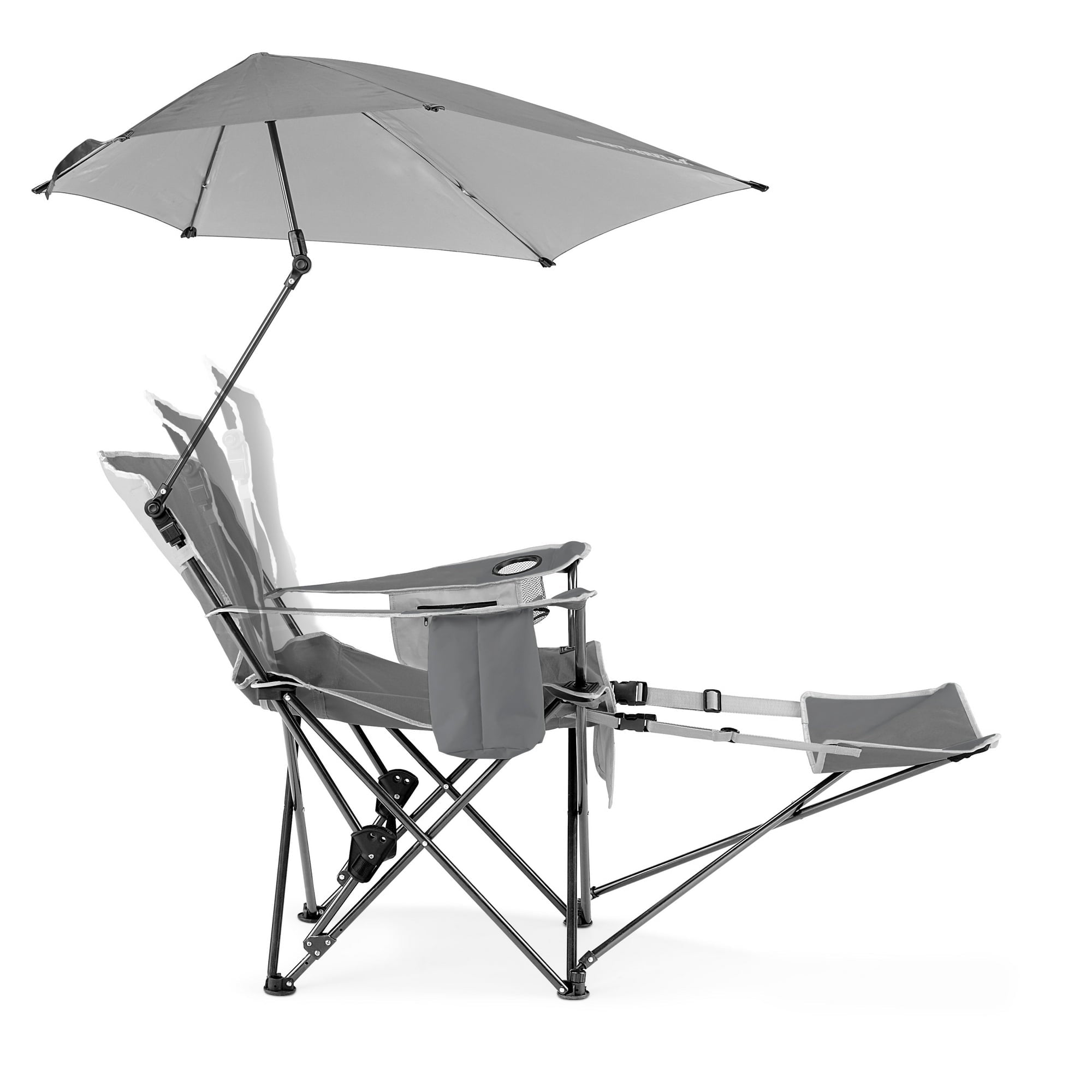 Sport-Brella Grey Camping Chair, with Clamp-On Sun Shade