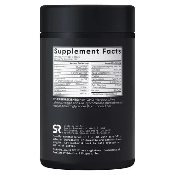 Sports Research Digestive Enzymes, 150 Veggie Capsules