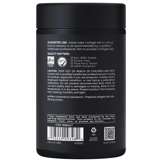 Sports Research L-Theanine Suntheanine 200 mg, 150 Softgels