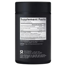 Collagen supplement bottle back label with Supplement Facts and ingredient list