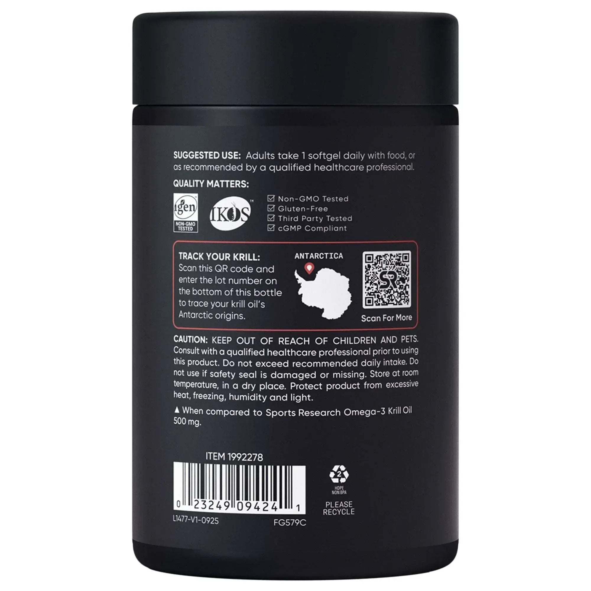 Sports Research Omega-3 Krill Oil Superba2 1000mg, 90ct Softgels