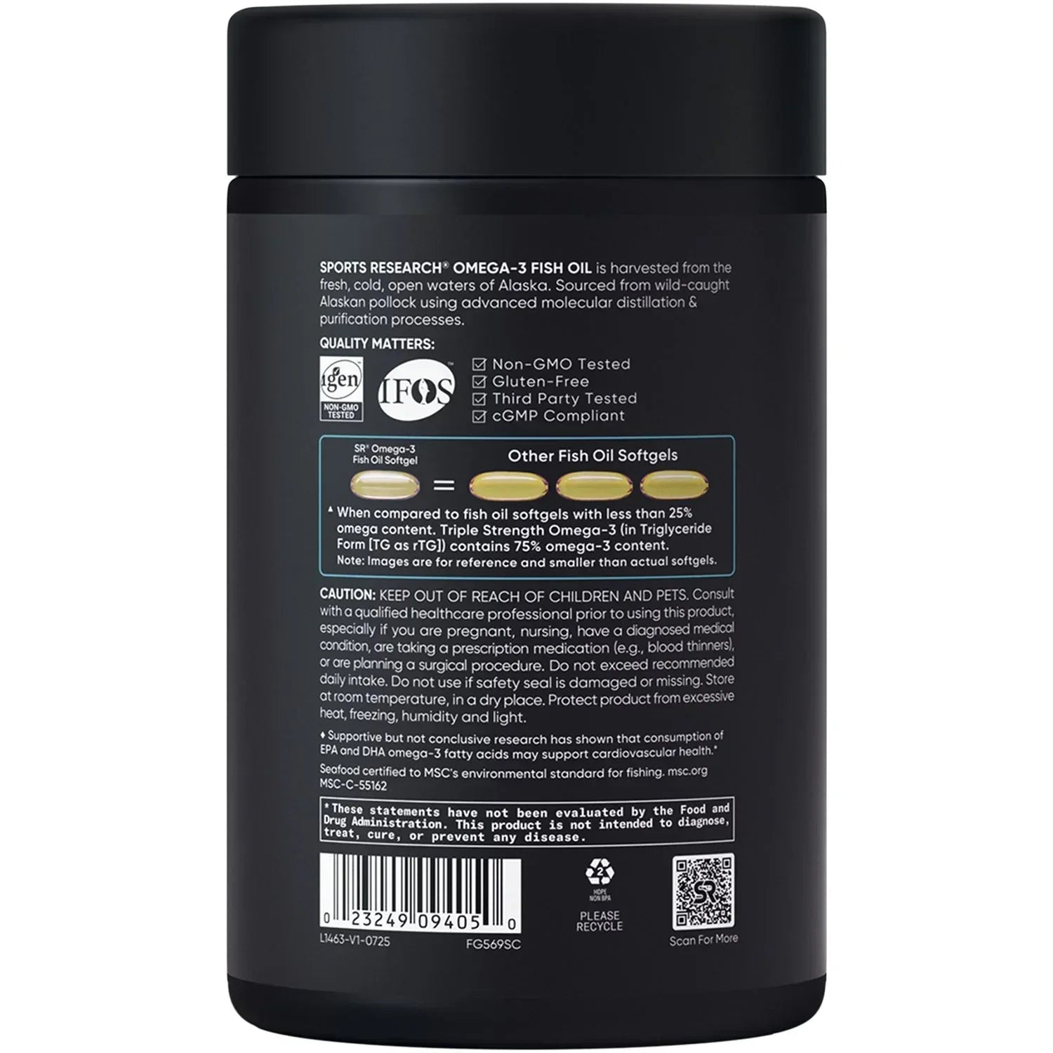 Sports Research Triple Strength Omega-3 Fish Oil, 120 Softgels