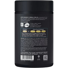 Sports Research Omega-3 fish oil supplement bottle, Supplement facts and ingredients panel