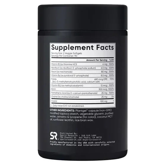 Sports Research Vitamin B Complex, 180 Veggie Soft Gels