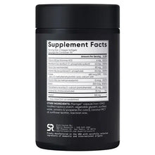 Vitamin B complex supplement bottle, black with Supplement Facts panel