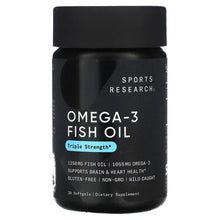 Omega-3 fish oil softgel bottle with front label and black cap