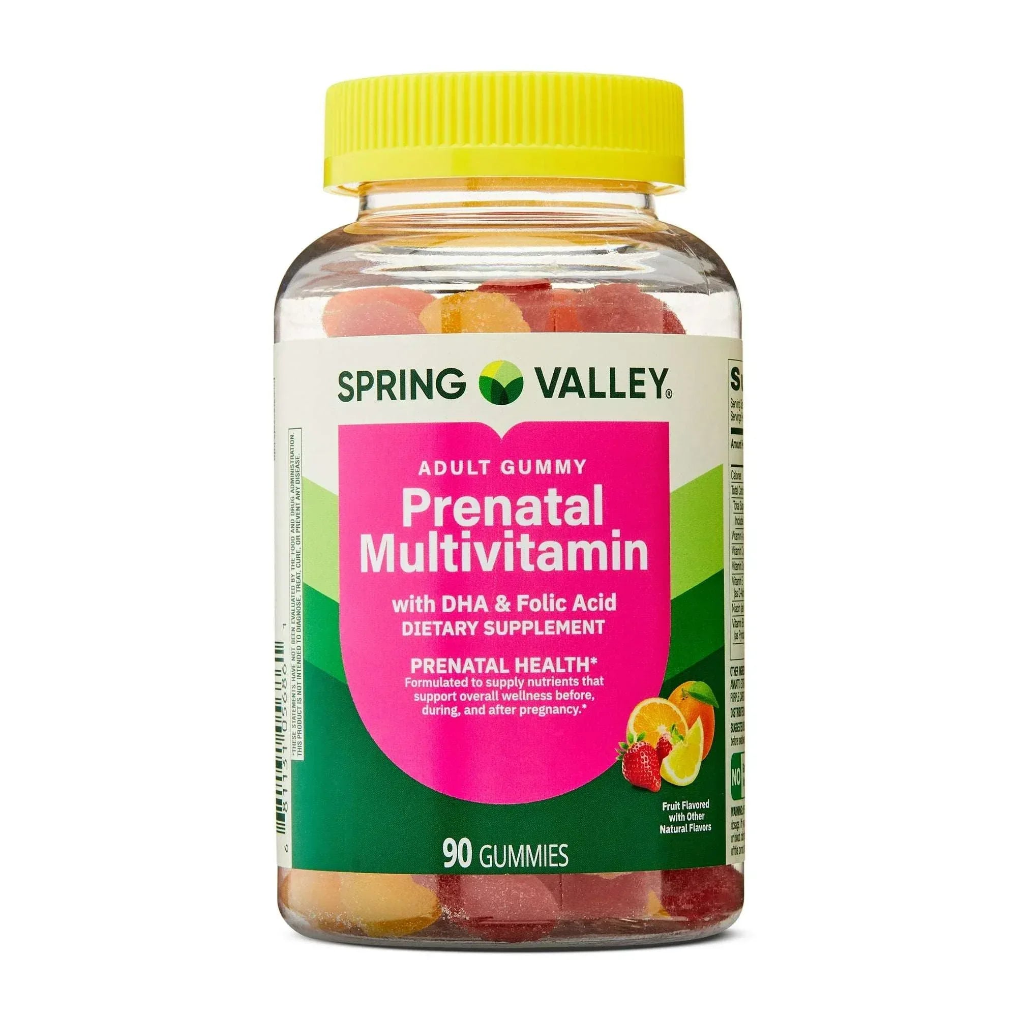 Spring Valley DHA and Folic Acid Prenatal Multivitamin Dietary Supplement Gummies, Fruit Flavor, 90 Count