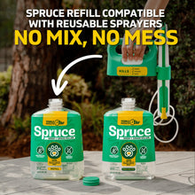 Weed and grass killer refill bottles with green powered spray handle