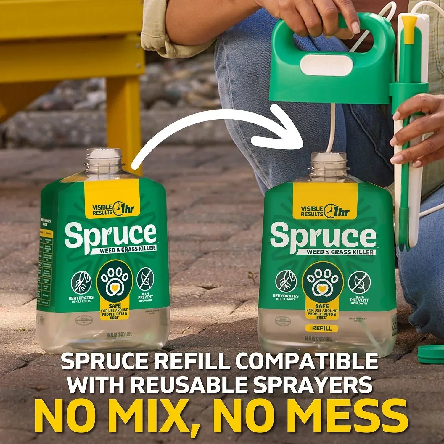 Spruce Weed & Grass Killer Kit, 1 Power Spray Starter Kit and 1 Refill, 64oz x 64oz