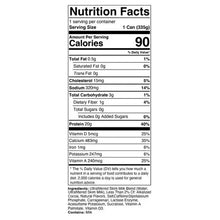 Nutrition Facts panel for caffeinated chocolate milk, 90 calories per can