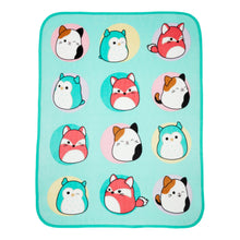Kids teal fleece throw blanket with cute animal face pattern, 46 x 60