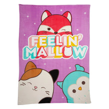 Purple kids fleece bed blanket with multicolor animal face and star print