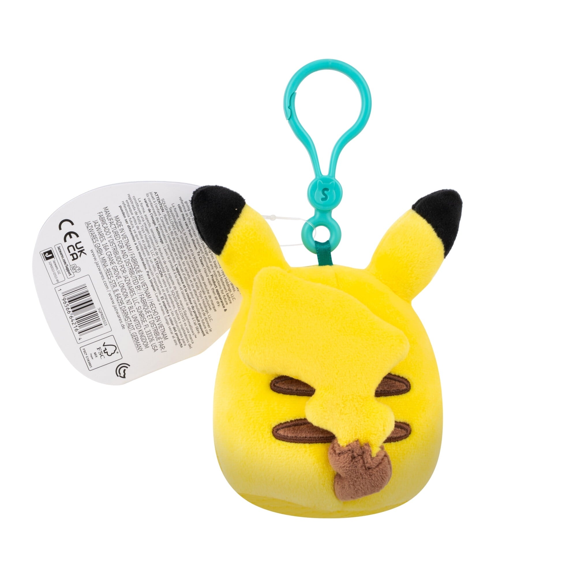 Squishmallows Clip-On Pokemon Pikachu Plush Toy - 3.5-inch Portable Soft Plush