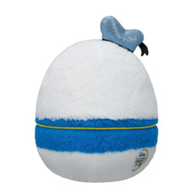 Donald Duck plush with blue band and blue hat, small logo patch on side