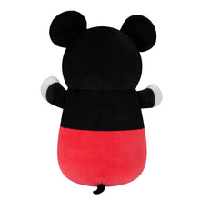 Mickey Mouse plush toy, back view, black head and arms, red shorts with black tail
