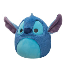 Blue Stitch-style plush with teal muzzle, purple ears, embroidered eyes, and round plush head
