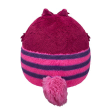 Cheshire Cat plush back view in magenta with purple-and-pink striped band