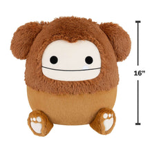Brown Bigfoot plush toy, 16 inch, fuzzy hood with white face and paw pads