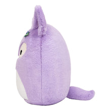 Lavender fennec fox plush side view with flower detail and cream cheek panel