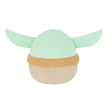Tan and light green Grogu plush back with fuzzy tan collar and long ears