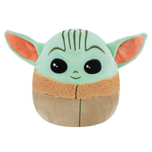 Mint and tan Grogu character stuffed plush with large black eyes and orange ear lining