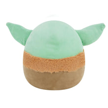 Mint-backed Grogu plush with orange-lined ears and fluffy brown neck band