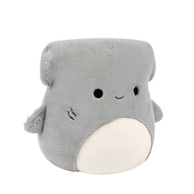 Grey hammerhead shark plush toy, cream snout patch and calm smile