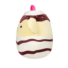 Round cream and brown striped stuffed plush with pink bow and cute face