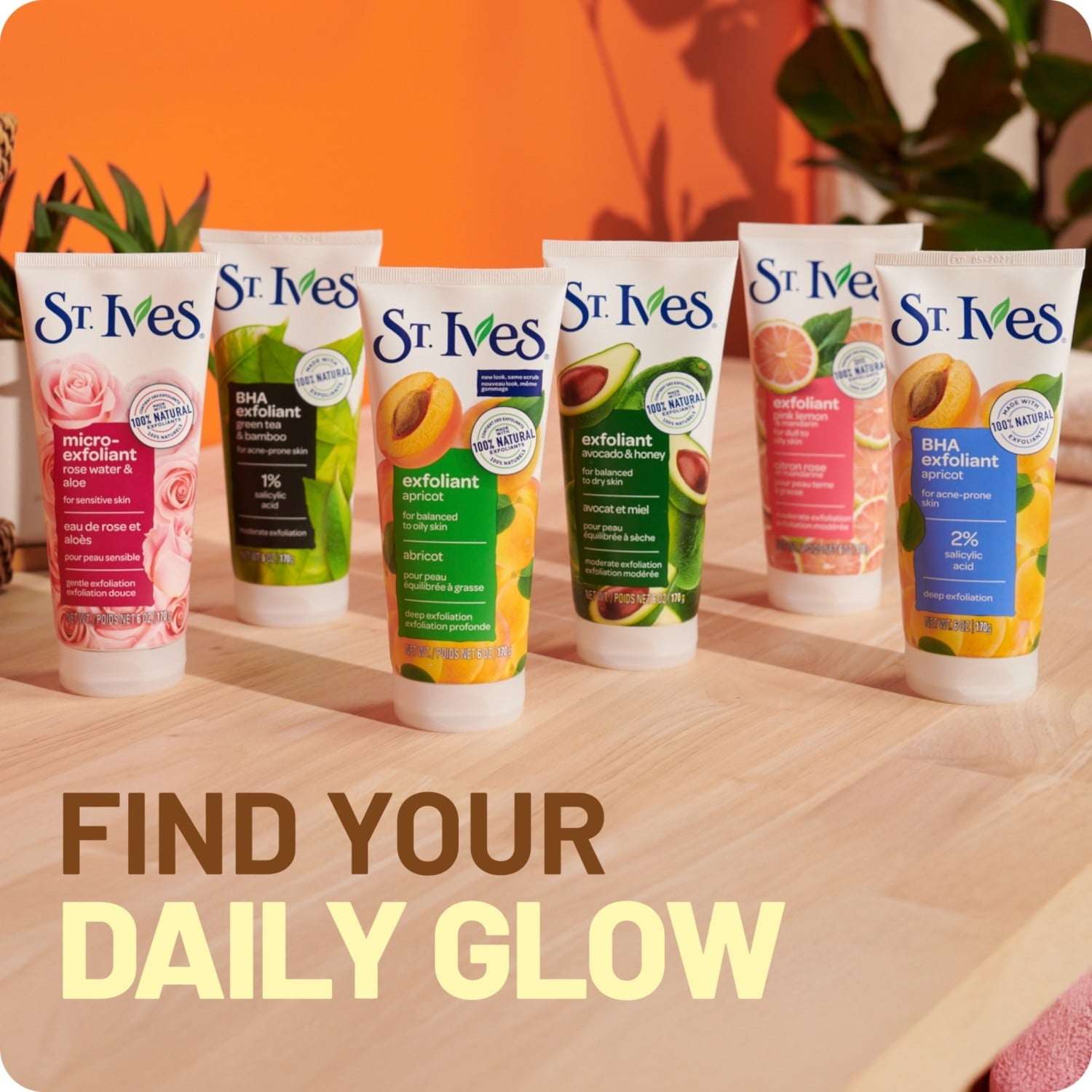 (4 pack) St. Ives Avocado & Honey Face Scrub, Moderate Exfoliating Face Wash with Natural Exfoliants, 6oz
